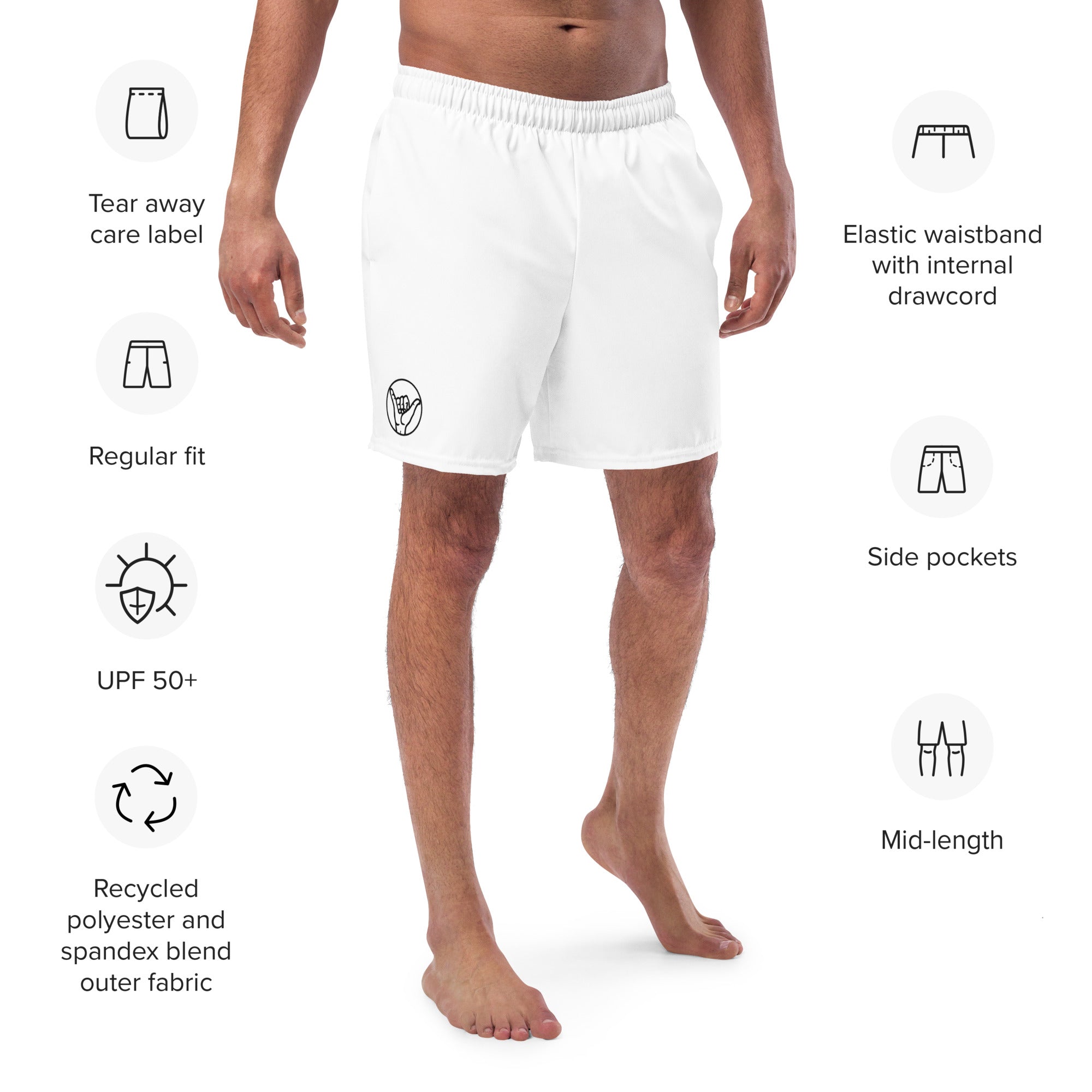 Men's Curved Hem T-Shirt - White Shaka Logo – South Bay Board Co.